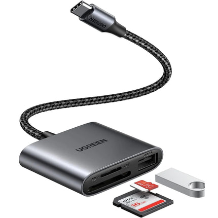 يوجرين قارئ بطاقات ذاكرة USB-C إلى SD/TF مع USB 2.0 بهيكل من سبائك الألومنيوم | CM387 | 80798