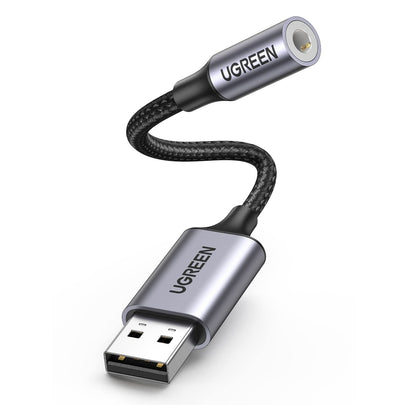 UGREEN 25cm USB 2.0 to 3.5mm Audio Adapter Aluminum Alloy | CM477 | 30757