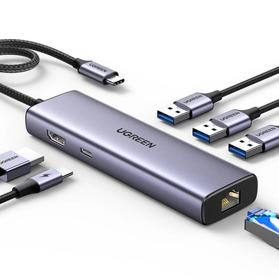 UGREEN Revodok 6-in-1 USB C Hub Gigabit Ethernet Adapter with 4K HDMI | CM512 | 15598
