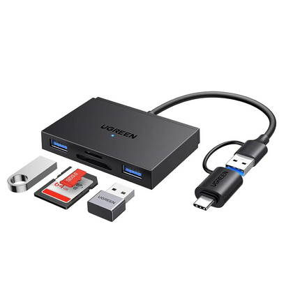 يوجرين قارئ بطاقات 4 في 1 بسرعة 5Gbps ‏Type-C + USB موديل | CM812 | 45167