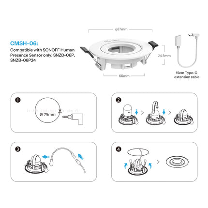 SONOFF CMSH03/CMSH06 Recessed Ceiling-Mount Adapter (4/5)