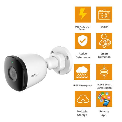 IPC‑PS3DP Series 5MP / 3MP H.265 PoE Bullet Security Camera | Indoor & Outdoor Surveillance | High-Resolution Imaging | Night Vision | Motion Detection | Weatherproof IP66 | Smart Home Compatible
