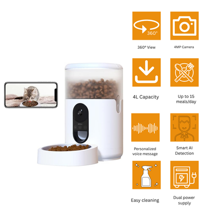 IMOU Smart Pet Feeder | Wi-Fi Automatic Pet Food Dispenser | Remote Control via App | Portion Control | Smart Home Device