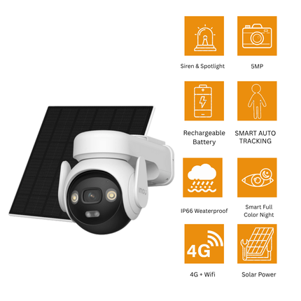 IMOU IPC-B7ED-5M0TEA-EU AOV PT 5MP 4G Outdoor Camera | Smart Home Security | Pan-Tilt | Night Vision | Motion Detection