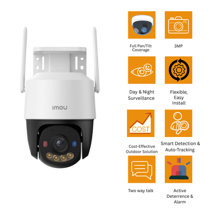 IMOU IPC-S7XFP-8U0WED | “Cruiser Dual 2 Pro” 8 MP Outdoor Dual-Lens PT Wi-Fi Security Camera | Pan/Tilt + Fixed Lens | Full-Color Night Vision (Aurora) | Smart Detection | Two-Way Audio & Alarm | Wi-Fi 6 / LAN / SD Storage