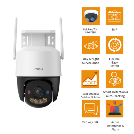 IMOU IPC-K7FP-3H0WE | “Cruiser SC 3MP” Outdoor Wi-Fi PTZ Security Camera | 3 MP 2K HD | Pan/Tilt 355°/90° | Full-Color Night Vision + IR | Smart Detection | Two-Way Audio & Siren | Wi-Fi 6 / ONVIF / microSD