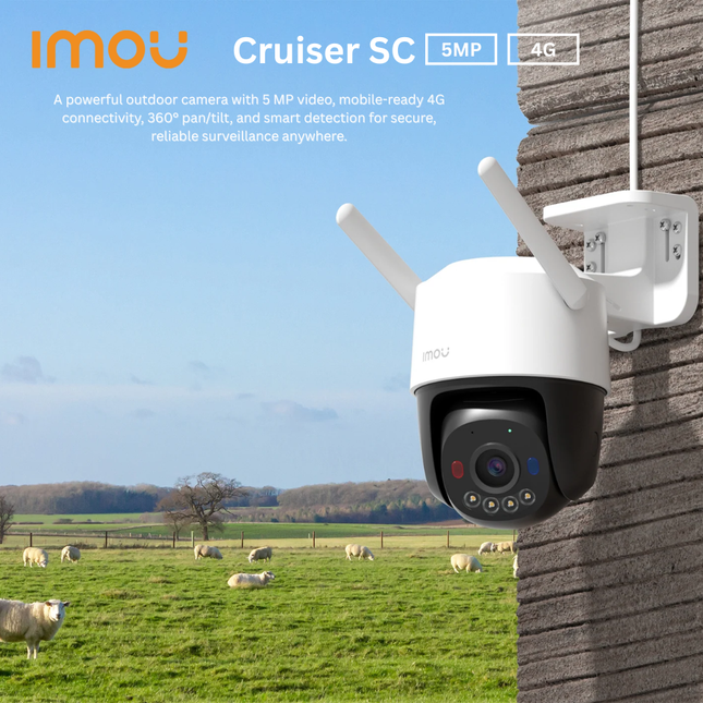 IMOU IPC-K7FP-5H0TE-EU | “Cruiser SC 4G 5MP” Outdoor PT 4G Security Camera | Pan/Tilt | Smart Detection | Full-Color Night Vision | 4G + Ethernet + ONVIF | Two-Way Audio & Alarm