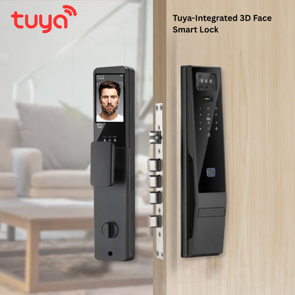 قفل باب ذكي Tuya Wi-Fi – التعرف ثلاثي الأبعاد على الوجه، بصمة ومكالمة فيديو