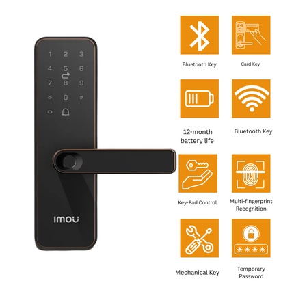 IMOU K1s-W Smart Door Lock | Wi-Fi & Bluetooth Access | Fingerprint & Password Unlock | Remote Control | Home Security
