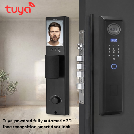 Tuya Smart Face Recognition Door Lock with Fingerprint, RFID Card & Keypad – WiFi Video Smart Lock