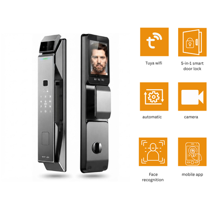 Tuya Smart Wi-Fi Video Door Lock | 3D Face Recognition & Integrated Screen