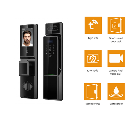 Tuya Smart 3D Face Recognition Door Lock with Fingerprint & Keypad – WiFi Smart Lock