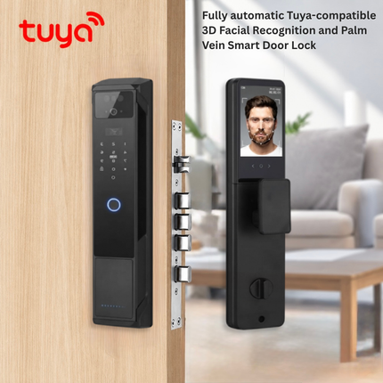 قفل باب ذكي من Tuya بتقنية التعرف على الوجه، مع بصمة الإصبع، بطاقة RFID ولوحة مفاتيح – قفل ذكي يعمل بتقنية Wi-Fi
