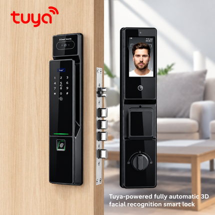 قفل باب ذكي من Tuya بتقنية التعرف على الوجه، مع بصمة الإصبع ولوحة مفاتيح – قفل ذكي يعمل بتقنية Wi-Fi