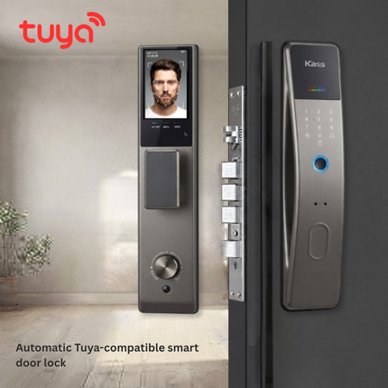 Tuya Smart Face Recognition Door Lock with Fingerprint & Keypad – WiFi Smart Lock (Bronze)