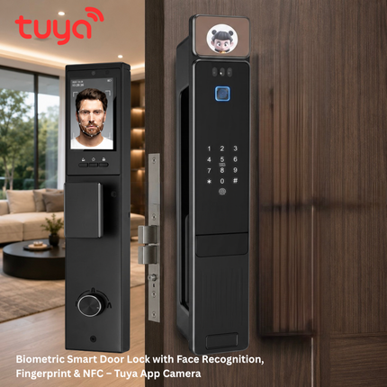 Tuya Smart Face Recognition Door Lock with Fingerprint, Camera & Keypad – WiFi Video Smart Lock