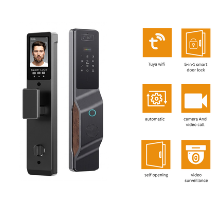Tuya Smart Face Recognition Door Lock with Fingerprint & Keypad – WiFi Smart Lock