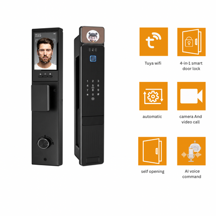 Tuya Smart Face Recognition Door Lock with Fingerprint, Camera & Keypad – WiFi Video Smart Lock