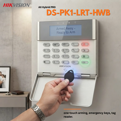 Hikvision AX Hybrid PRO Wired LCD Keypad with Tag Reader – DS-PK1-LRT-HWB