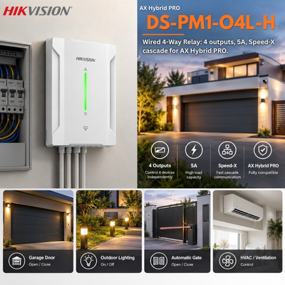 وحدة توسعة 4 مخارج Relay سلكية Hikvision AX Hybrid PRO – DS-PM1-O4L-H