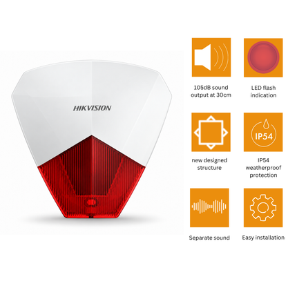 Hikvision DS-PS1-R Wired Sounder Red