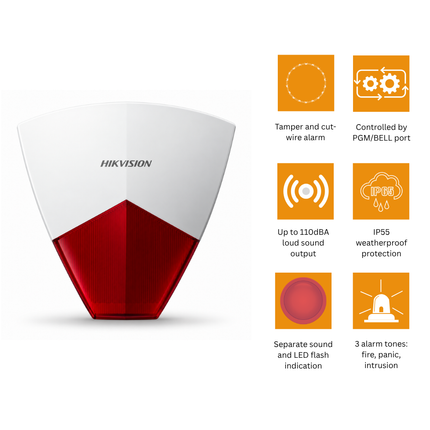 Hikvision DS-PS102X/RED Wired External Sounder Red