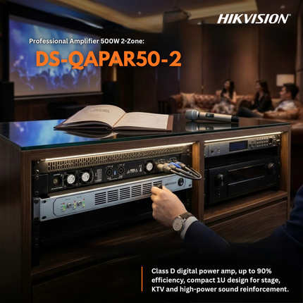 Hikvision Professional 2-Channel Class D Power Amplifier 2×500W – DS-QAPAR50-2