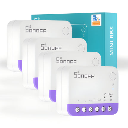 SONOFF MINI-RBS 4-Pack Wi-Fi Smart Roller Shutter Switch Modules | Compact Relay for Curtain & Blind Control | DIY Smart Home Automation | eWeLink Compatible