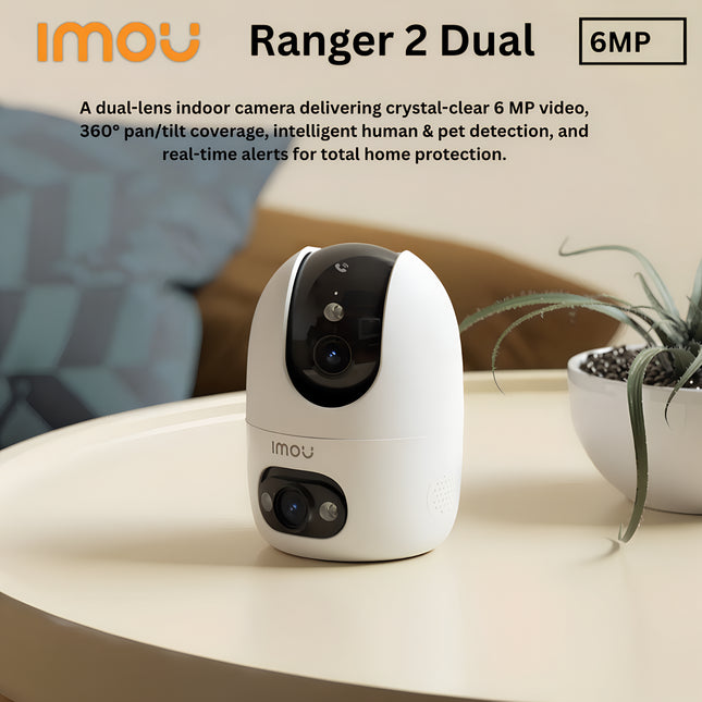 IMOU IPC-S20EP-10M0S Ranger 2 Dual-Lens Indoor Wi-Fi Camera Ranger 2 Dual | 10MP Ultra HD | 360° Pan & Tilt | Dual Lens Wide Coverage | Night Vision | Human Detection | Two-Way Audio | IMOU Life App