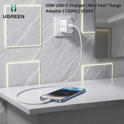 UGREEN 20W USB-C Charger | Mini Fast Charge Adapter | CD241 | 10220