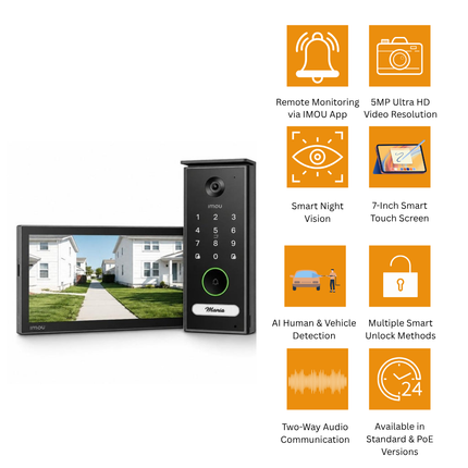 IMOU VDP7 WIFI 5MP AI Smart Video Door Phone with 7” Touch Screen VO1-5M0R/VH1-7A0S
