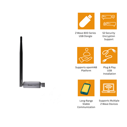 SONOFF Dongle-PZG23 USB Z-Wave 800 Dongle Plus | Long-Range Z-Wave Gateway for Home Assistant