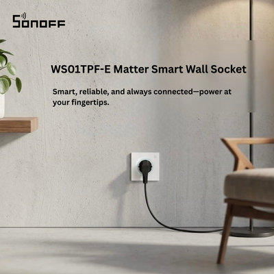 SONOFF WS01TPF-E Matter Smart Wall Socket | Wi-Fi Energy Monitoring Socket 16A