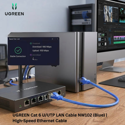 UGREEN Cat 6 U/UTP LAN Cable NW102 (Blue) | High-Speed Ethernet Cable