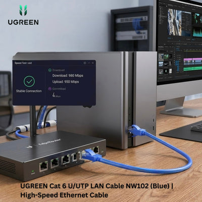 UGREEN Cat 6 U/UTP LAN Cable NW102 (Blue) | High-Speed Ethernet Cable