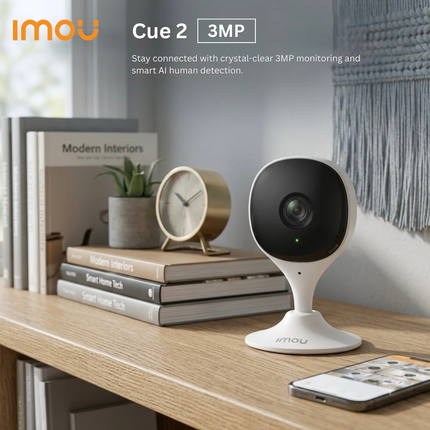 كاميرا مراقبة داخلية IMOU Cue 2 بدقة 3MP مع كشف الأشخاص بالذكاء الاصطناعي والصوت ثنائي الاتجاه – IPC-C32EP