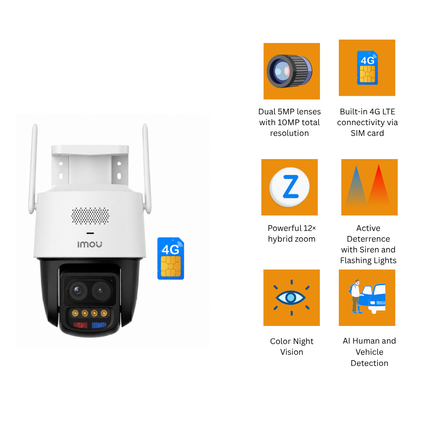 كاميرا IMOU Titan Z 10MP 4G بعدستين للمراقبة الخارجية – IPC-S70ZP-10M0T-EU