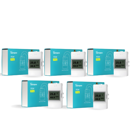 SONOFF POWCT محول تيار ذكي Wi-Fi 100A | مراقبة استهلاك الطاقة | تركيب DIN Rail | عبوة 5 قطع