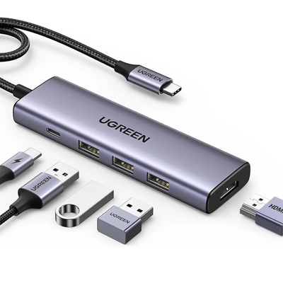 UGREEN Revodok 105 5-in-1 USB-C Hub Adapter with 4K HDMI, 100W Power Delivery, and 3 USB Ports | CM478 | 15495
