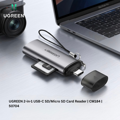 UGREEN 2-in-1 USB-C SD/Micro SD Card Reader | CM184 | 50704