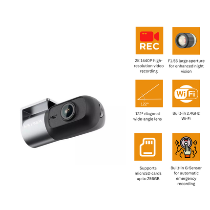 Hikvision 2K 1440P Wi-Fi Dash Camera AE-DC4018-D1PRO