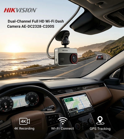 كاميرا سيارة هيكفيجن مزدوجة Full HD مع Wi-Fi - AE-DC2328-C200S