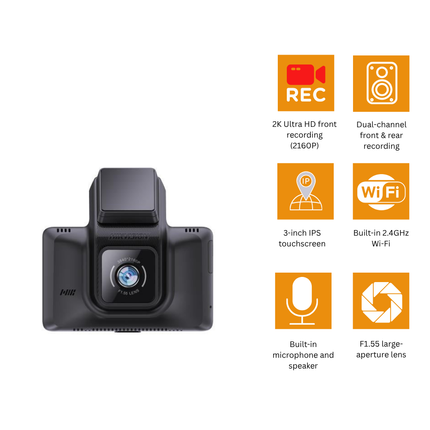 Hikvision 2K Dual-Channel Wi-Fi GPS Dash Camera AE-DC4328-K5