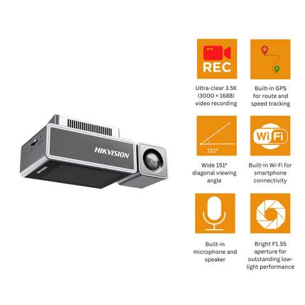 كاميرا سيارة Hikvision AE-DC8222-C8PRO بدقة 3.5K مع GPS وWi-Fi ونظام ADAS الذكي