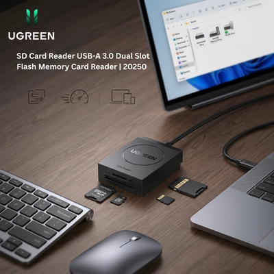 UGREEN SD Card Reader USB-A 3.0 Dual Slot Flash Memory Card Reader | 20250