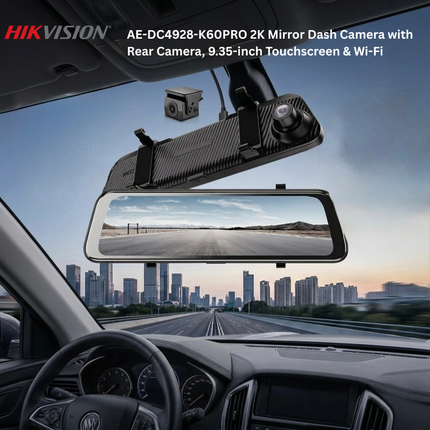 كاميرا مرآة السيارة Hikvision AE-DC4928-K60PRO بدقة 2K مع كاميرا خلفية وشاشة لمس 9.35 بوصة وWi-Fi