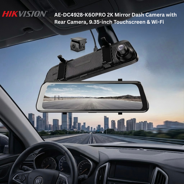 Hikvision AE-DC4928-K60PRO 2K Mirror Dash Camera with Rear Camera, 9.35-inch Touchscreen & Wi-Fi