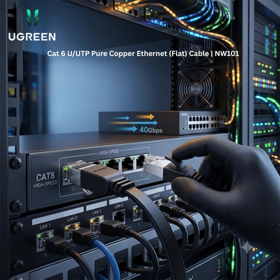 UGREEN Cat 6 U/UTP Pure Copper Ethernet (Flat) Cable | NW101