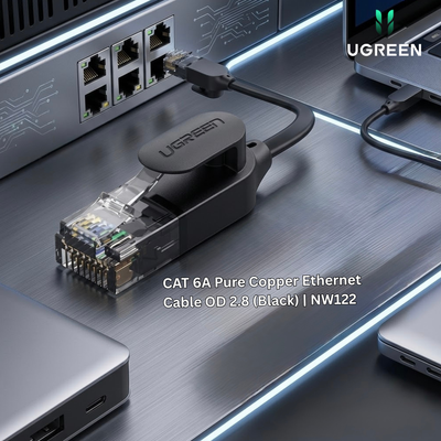 UGREEN CAT 6A Pure Copper Ethernet Cable OD 2.8 (Black) | NW122