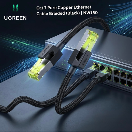 UGREEN Cat 7 Pure Copper Ethernet Cable Braided (Black) | NW150